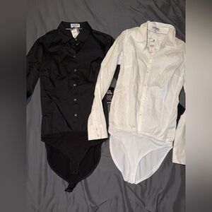 BNWT 2 LOT EXPRESS Women’s button down onesies Black and White
